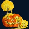 Men's Design By Humans Halloween Pumpkin with Candle and Evil Smile By wubbadub T-Shirt - 2 of 2