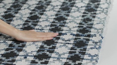Blue and Ivory Geometric Handwoven Cotton Area Rug