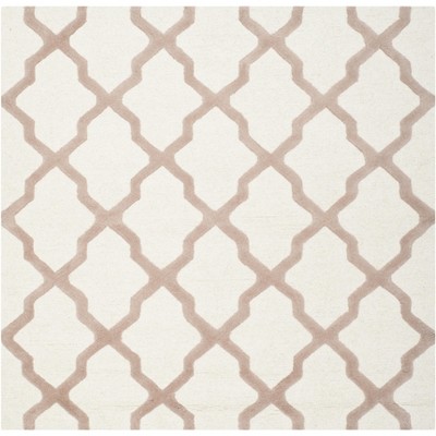 Ivory and Beige Hand-Tufted Wool Square Area Rug