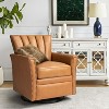 Eva Genuine Leather Swivel Rocker Armchair with Nailhead Trims for Living Room | ARTFUL LIVING DESIGN - 3 of 4