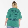 Adult Peanuts Charlie & Lucy Boyfriend Short Sleeve Graphic T-Shirt- Green - 3 of 4