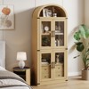 Arched Bookshelf with Doors and Drawers, 71.4" Tall Farmhouse Bookcase, 15.8" Deep Wooden Display Cabinet with Storage Shelves - 3 of 4