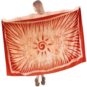 LA LEELA Women's Swimwear Cover up Wrap Sarong Wraps One Size Tangerine Jalebi - 1 of 3