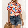 LA LEELA Women's Button Down Blouses Floral Summer Beach Party Blouse Shirt Hawaiian Colorful Short Sleeve Button Up Shirts for Women - 4 of 4