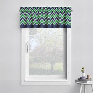 Bacati - Rod Pocket Window Valance Mix N Match Chevron Navy/Green - 1 of 4