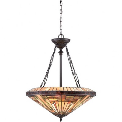 Stephen Vintage Bronze and Glass 4-Light Pendant