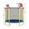 HFYee 5.4FT Kids Trampoline with Safety Net & Basketball Hoop (Ball Included) Fun Indoor/Outdoor Play for Ages 4-10, Yellow - 3 of 4