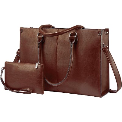 15.6 Inch Large Capacity Vintage Leather Work Computer Bag, Business Casual Shoulder Handbag