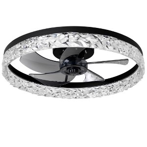 DAKAFUL 20" Crystal Flush Mount Ceiling Fan with Light, Remote & APP Control, 6-Speed Dimmable for Bedroom & Living Room - 1 of 4