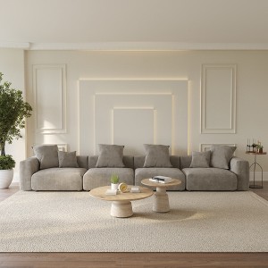 Modular Sectional Sofa Couch,Corduroy Couches with 6 Pillows for Living Room,Cushion Covers Removable& Washable - 1 of 4