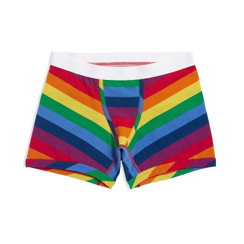 TomboyX Boxer Briefs Underwear, 4.5 Inseam, Cotton Stretch Comfortable Boy  Shorts Rainbow Pride Stripe Large