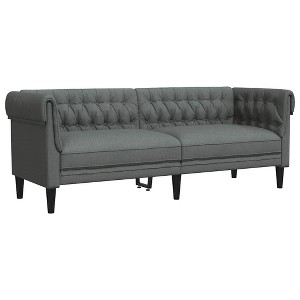 vidaXL Chesterfield Sofa 3-Seater - Dark Gray Fabric Couch/Settee with Sturdy Wood Frame for Living Room/Lounge/Office - 1 of 4