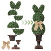 GustoWave 38'' Artificial Boxwood Topiary Trees, Rabbit Shape Outdoor UV Resistant Faux Plants in Vintage Planters with Bows - 2 of 4