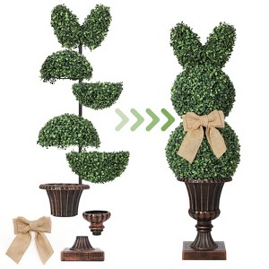 COZONY Artificial Boxwood Topiary Tree, Ball Faux Plants in Planters for Indoor Outdoor Porch Patio Decor - 1 of 4