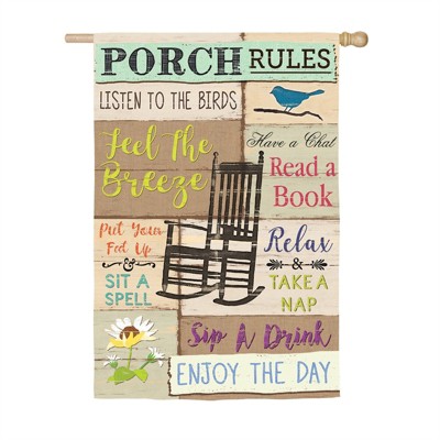 Evergreen Porch Rules House Suede Flag