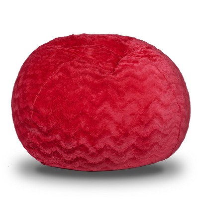 GlasFlength Bean Bag Seats Comfortable Premium Faux Fur Lounge Chair with Dual Layer Foam for Living Room Bedroom, Red, 45"*45"*30"