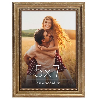 Americanflat Vintage Picture Frame with Beaded Accents with Shatter Resistant Glass and Easel Stand