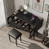Vanity Makeup Table with Frosted Glass Cabinets Drawer and Cable Slot for Small Bedroom Spaces-3irtyhousy - 3 of 4