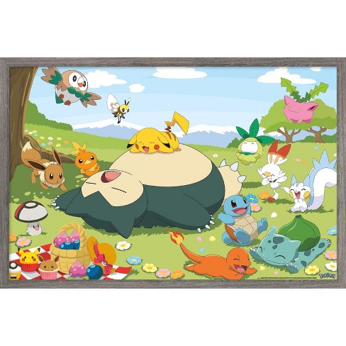Trends International Pokémon - Pikachu, Eevee, And Its Evolutions Framed  Wall Poster Prints Barnwood Framed Version 14.725 X 22.375 : Target