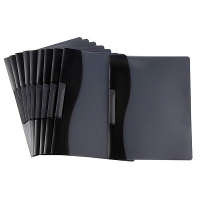 10-Pack Report Cover with Swing Clip for Letter Size Document Presentation, Clear Cover Black Folder