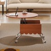 TIRAMISUBEST Round Lift-Top Coffee Table with Wheels, Metal Frame and Multi-Color Lighting, Modern Center Table Cocktail Table for Living Room - 2 of 4