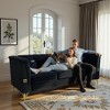 82.67" Velvet Chesterfield 3-Seater Sofa with Gold Legs & Pillows - 2 of 4