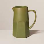 46oz Wide-Fluted Stoneware Beverage Pitcher Green - Hearth & Hand™ with Magnolia