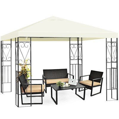 Tangkula 10'x10' Outdoor Canopy Gazebo Art Steel Frame Party Patio