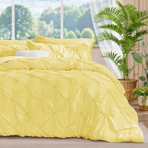 BAGOKIE 3 Pieces Floral Pinch Pleat Bed in a Bag Comforter Set for All Season - 1 of 4