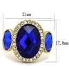 Slickblue Women's Gold Three-Stone Ring with Sapphire Center – Stainless Steel, Clear Accents, Sizes 5 to 10 - 2 of 4