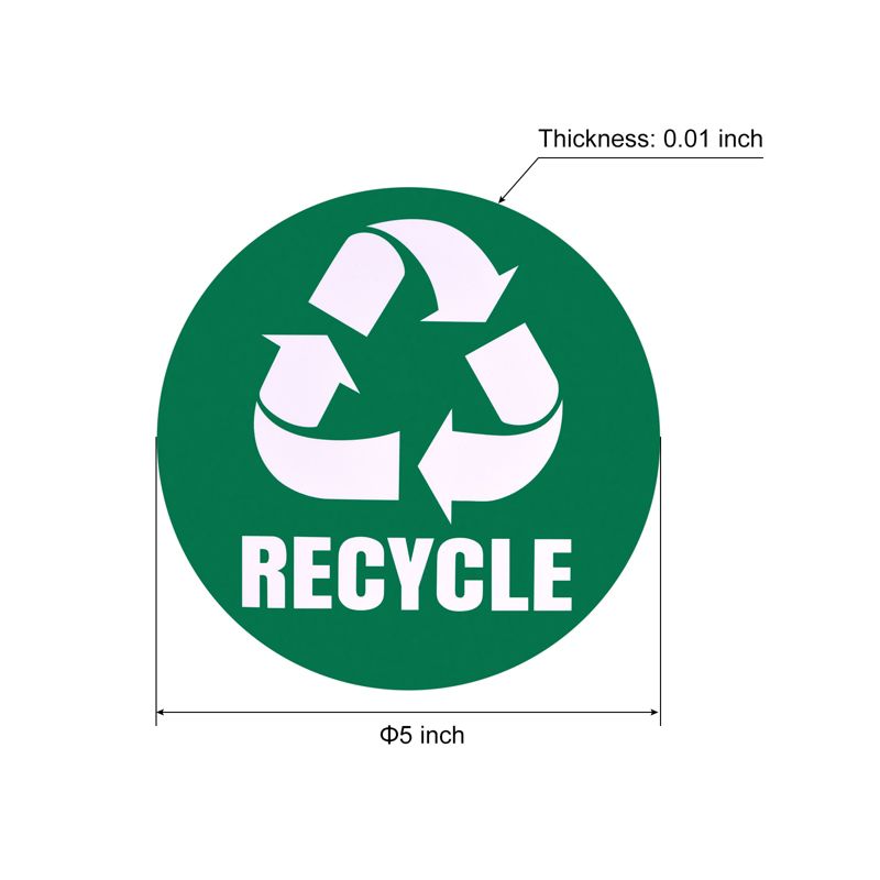 Unique Bargains Recycle Sticker Trash Can Bin Labels 5'' Self-Adhesive Recycling Vinyl for Home Green Black 4 Pcs, 2 of 7