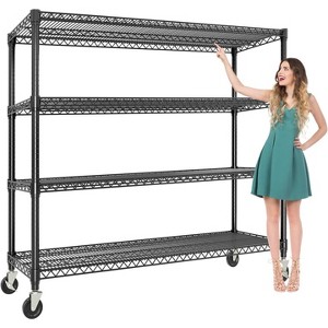 5-Tier or 4-Tier Metal Storage Shelves with Wheels, 59" W 3300 LBS Capacity Heavy Duty Adjustable Wire Rack for Garage, Pantry, Kitchen - 1 of 4
