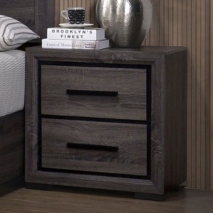 NicBex 2 Drawers Nightstand with Black Finger Pull Handles,Bedside Table with Storage Space,Modern Side Table for Bedroom - 1 of 4