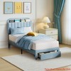 Twin Bed Frame Velvet Upholstered Platform Bed with Bookcase Headboard for Kids Girls Heavy Duty Steel Support Legs Easy Assembly Noise Free - 2 of 4