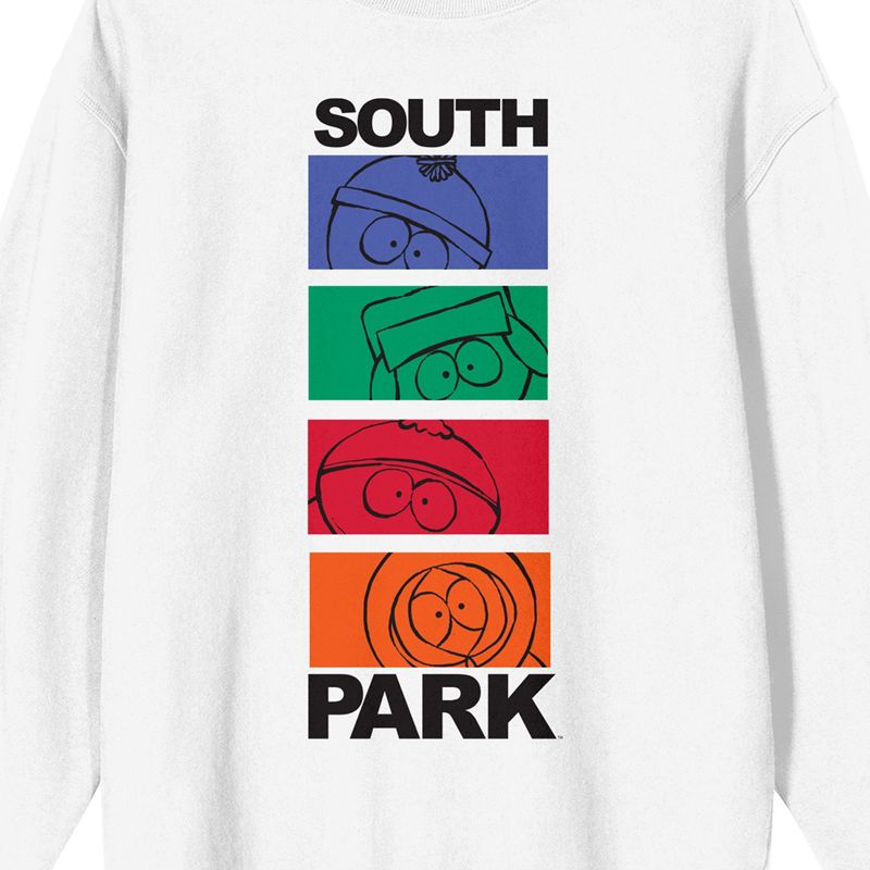South Park Sketch Art Crew Neck Long Sleeve White Adult Sweatshirt, 2 of 3