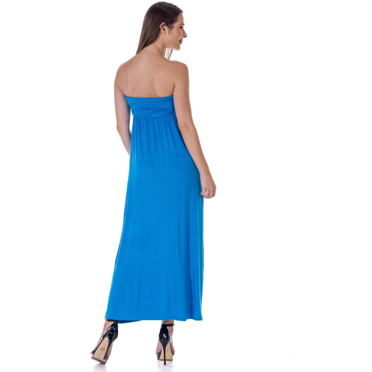 Womens Strapless Tube Empire Ruched Waist Flowy Maxi Dress - 24seven Comfort Apparel™ - thumbnail 8