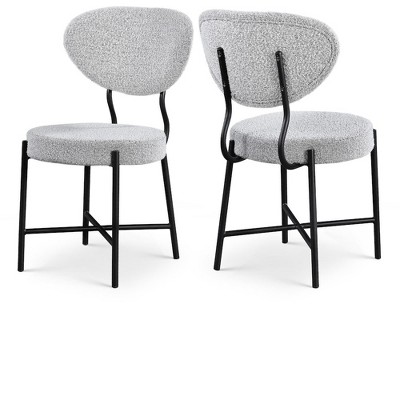 Meridian Furniture,Allure Grey Boucle Fabric Dining Chair, Set of 2