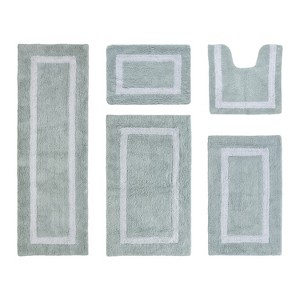Hotel Bath Rug 100% Premium Cotton Tufted Weave Two Tone Reversible 5 Piece Bathroom Rug Set, Super Soft & Water Absorbent, Machine Washable Bathmat - 1 of 4