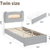 Twin Bed Frame with 2-Tier Storage Headboard, LED Platform Bed with Charging Station and Drawer,No Box Spring Needed - 2 of 4