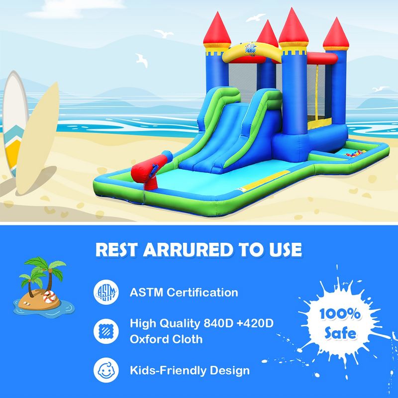Costway Inflatable Castle Bouncer Bounce House Slide Water Park BallPit with 580W Blower, 5 of 11