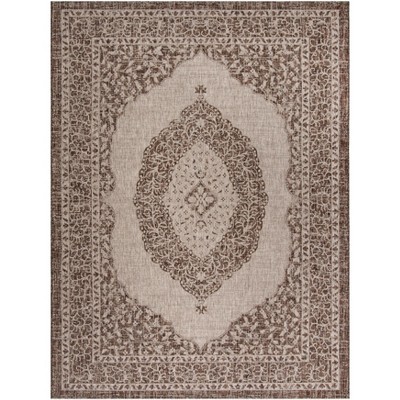 Easy-Care Reversible Light Beige & Brown Synthetic Area Rug 8' x 11'