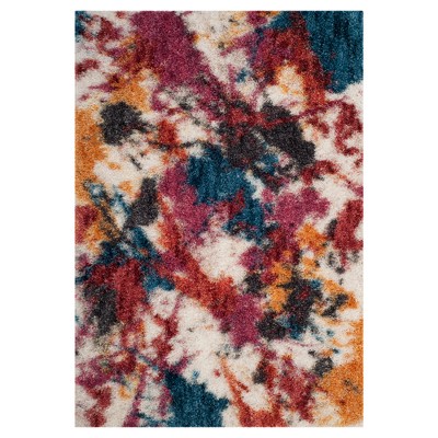 Ivory/Blue Splatter Loomed Accent Rug 4'x6' - Safavieh