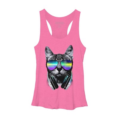 Women's Design By Humans Music Lover Cat By clingcling Racerback Tank Top