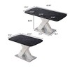 NicBex  Modern Rectangle Stretchable Dining Table,Kitchen Table with Black Marble Tabletop and Metal Base for 6-8 Seaters,Black White - 3 of 4