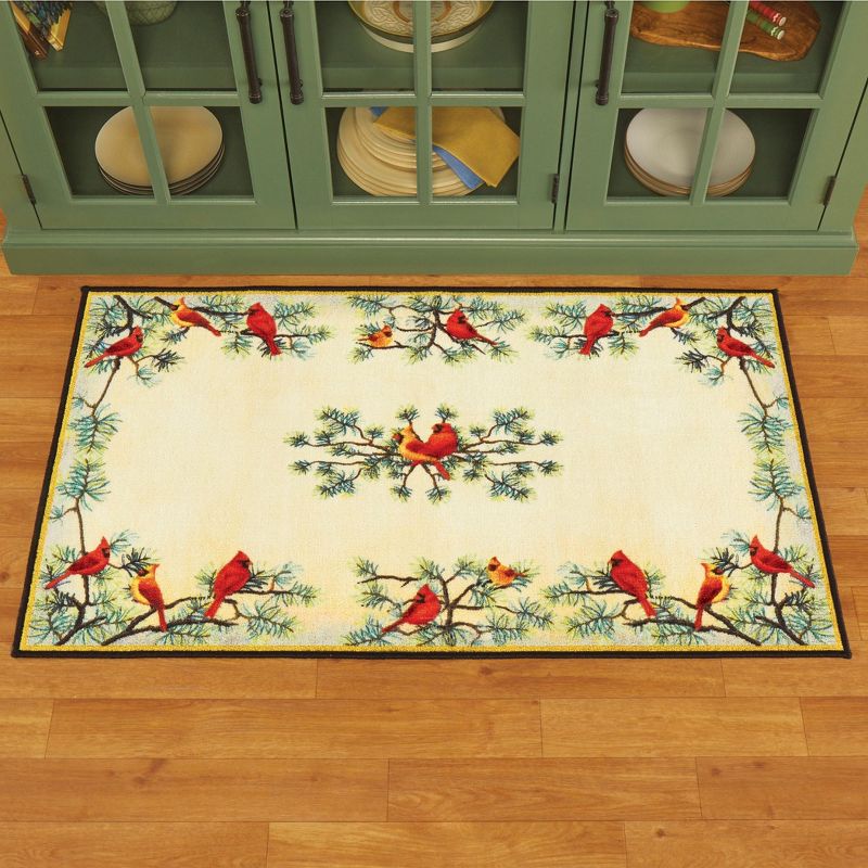 Collections Etc Cardinals on Evergreen Branches Accent Rug, 2 of 4
