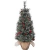 3/4.5FT Snow Flocked Prelit Christmas Tree with Warm White LEDs & Mini Pine Tree, for Home Office Yard Indoor Outdoor Holiday Decor - 2 of 4