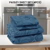 4 Piece Bed Sheets Printed Microfiber Sheet Set Ultra Soft, Easy Care Paisley Printed Sheets - Lux Decor Collection - 2 of 4