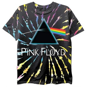Mens Pink Floyd Rock Shirt - Pink Floyd Dark Side of the Moon Vintage Tee (Black Tie Dye, X-Large) - 1 of 4