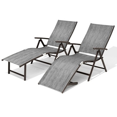 Pellebant Outdoor Aluminum Folding Adjustable Chaise Lounge