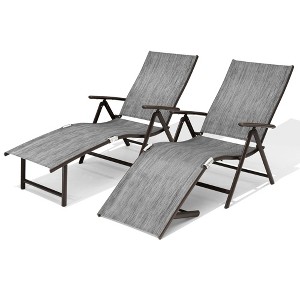 Pellebant Outdoor Aluminum Folding Adjustable Chaise Lounge - 1 of 4